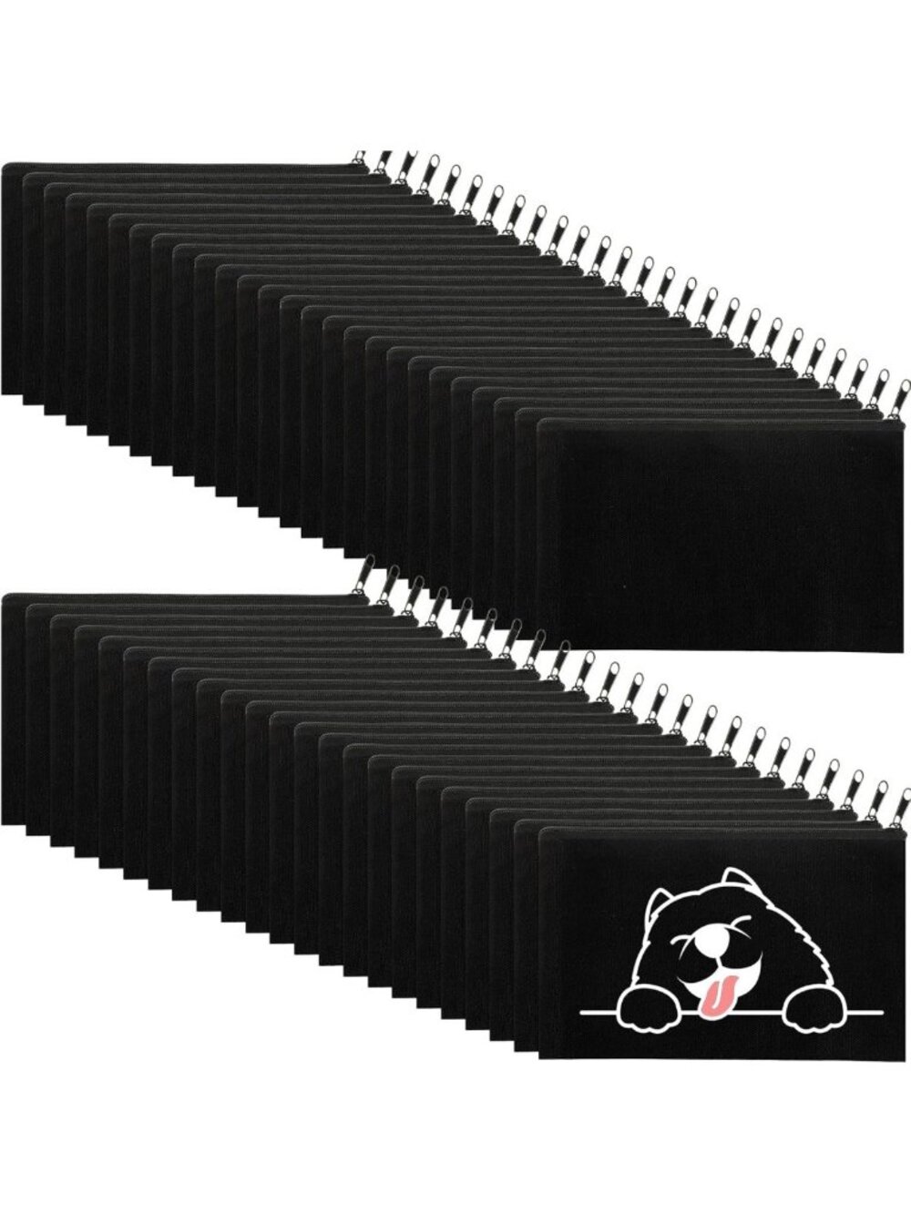 100 Pack Black Canvas Zipper Pouches - Bulk 7.1x4.3 Inch Storage Bags